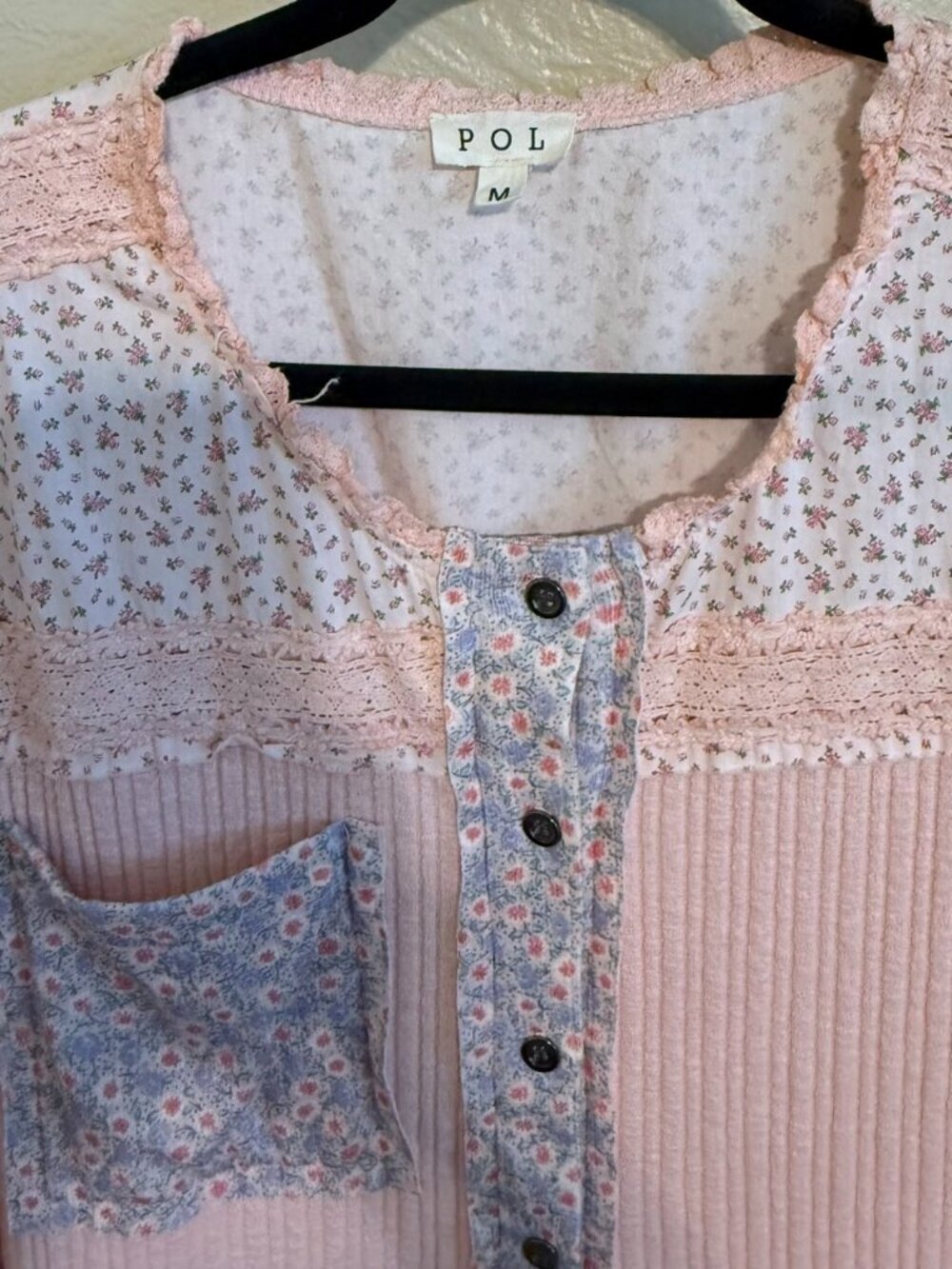 POL Peachy Pink Button-Down Top - Medium (Used Once-Exellent Condition) - Picture 4 of 4